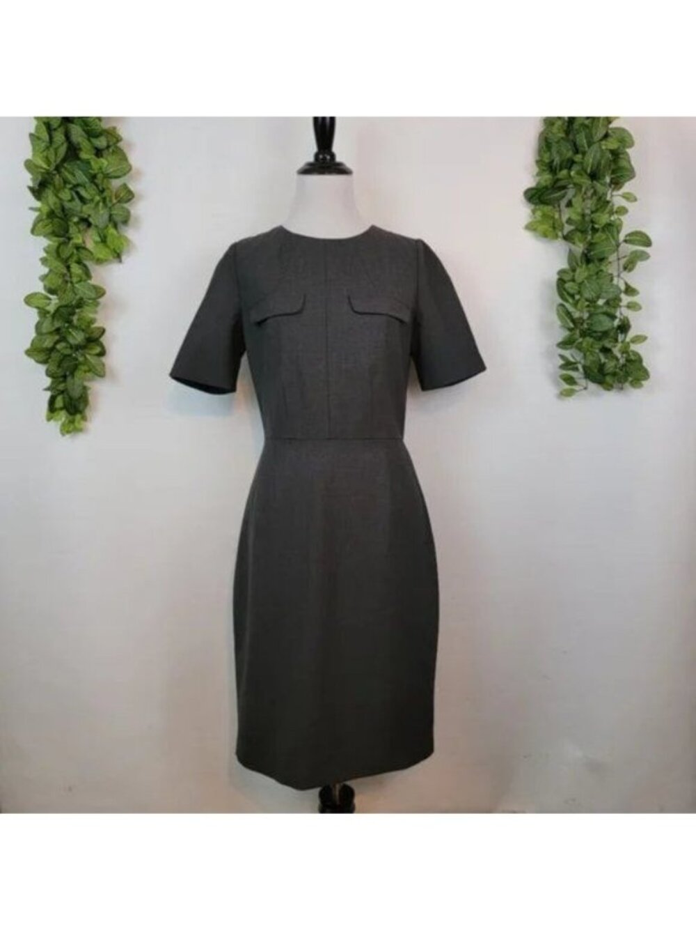 J. Crew Stretch Charcoal Grey Lined Fitted Double Breasted Retro Dress, Size 4